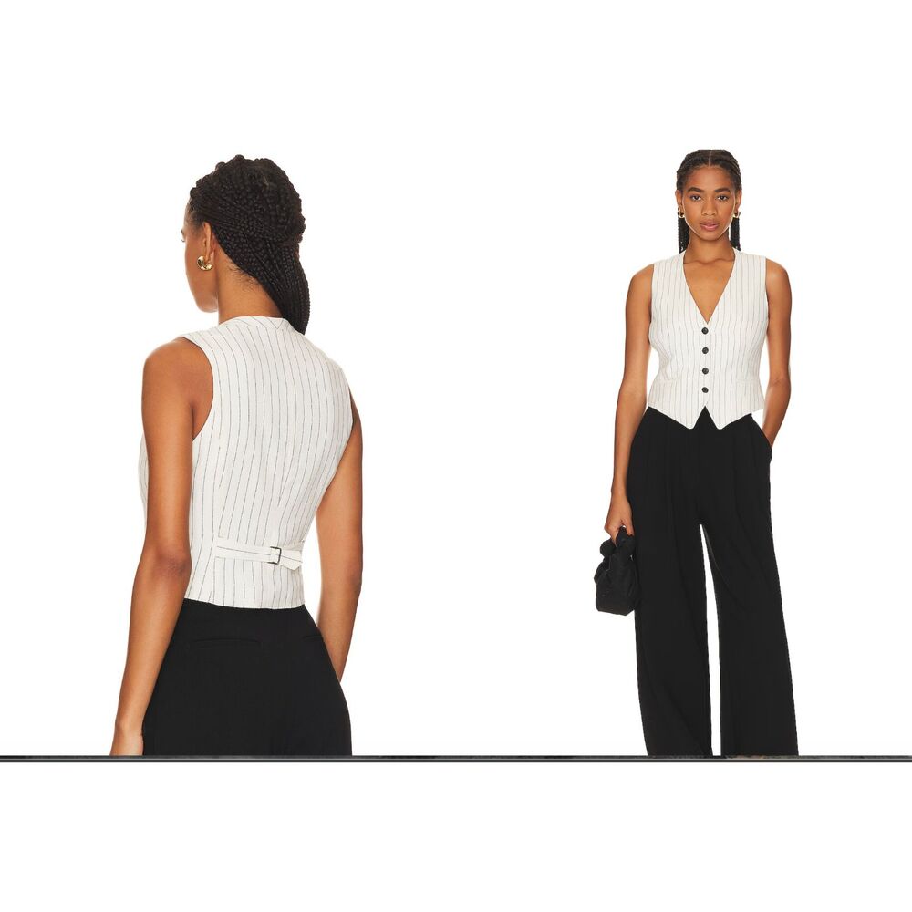 rag & bone Priya Ponte Vest – Ivory Stripe – Size 8 – NWT